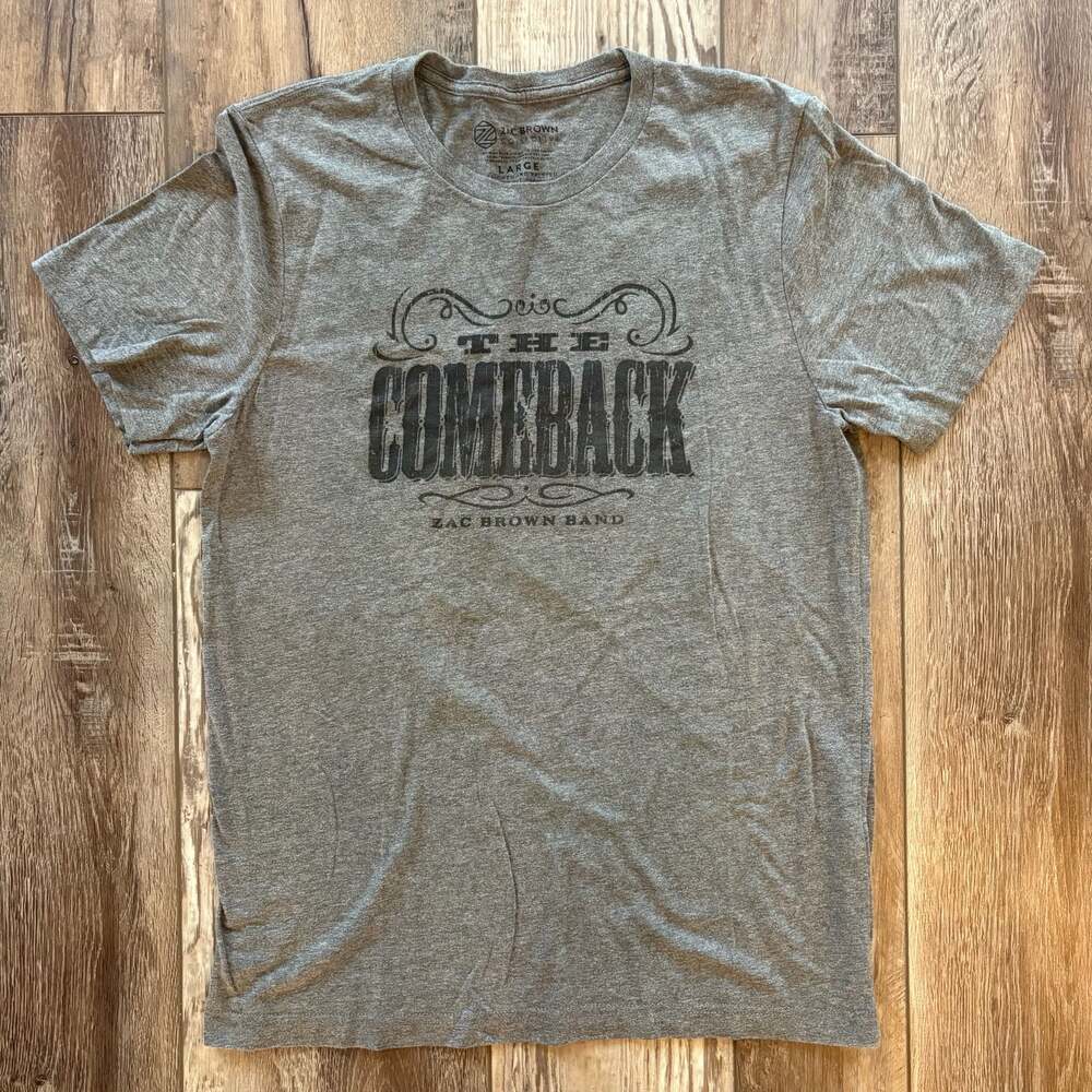 Zac Brown Band The Comeback Tour 2021 T Shirt Gray Graphic Tee Men’s Large
